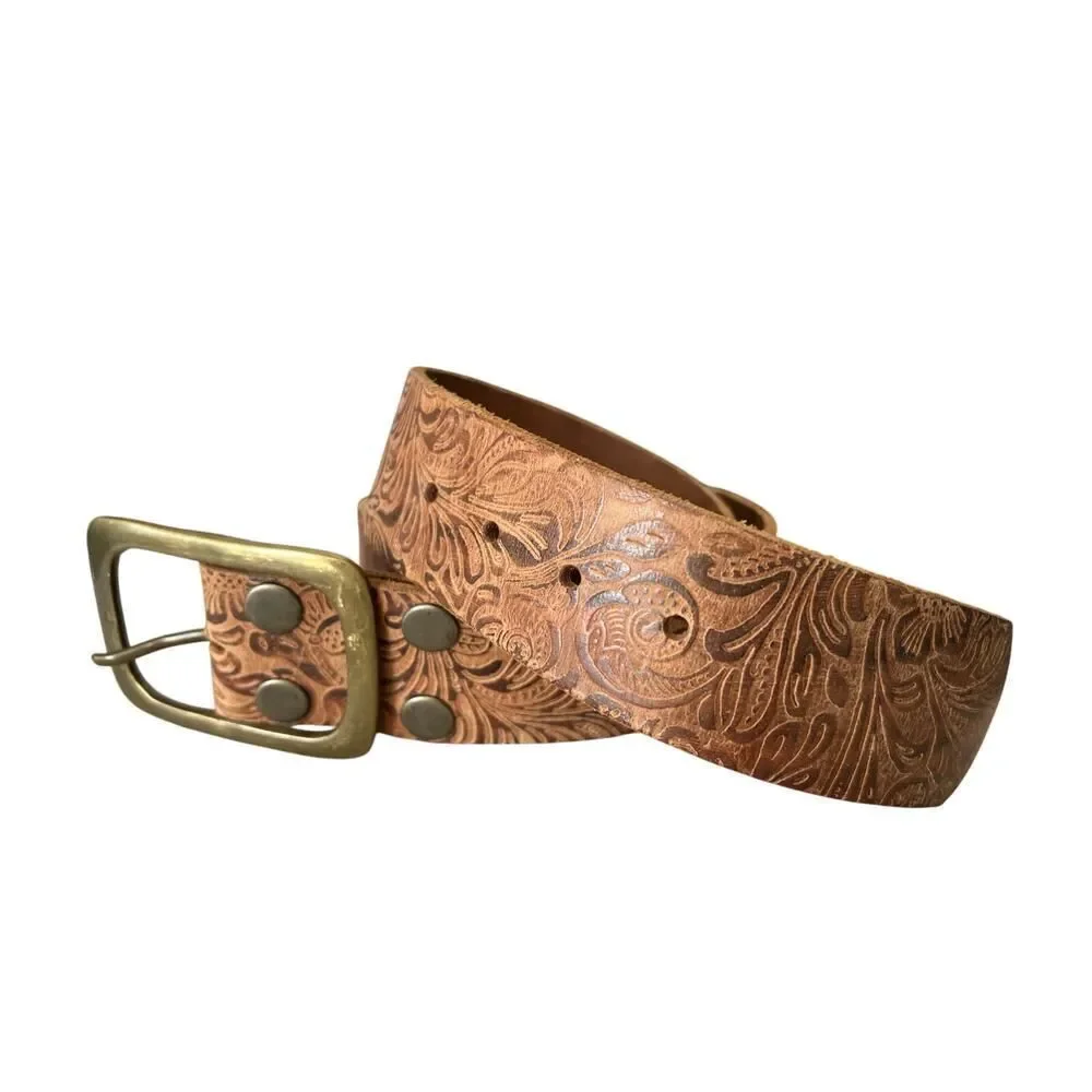 COWBOYS BELT LEATHER HANDMADE BELT BUCKLE SIZE 85 Argentinian, SIZE 30/32 USA